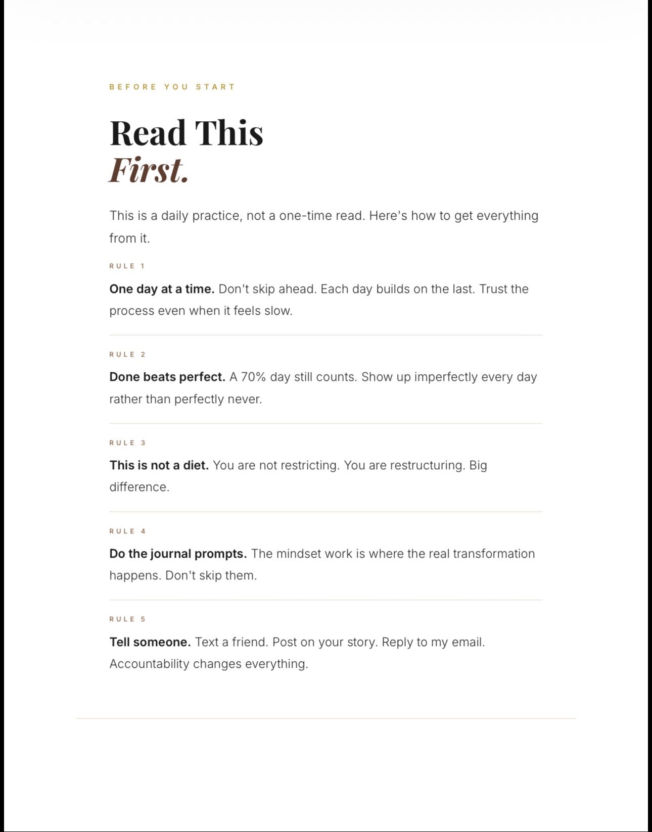 The Hard Day Protocol worksheet from the Stop Starting Over 21-day reset.