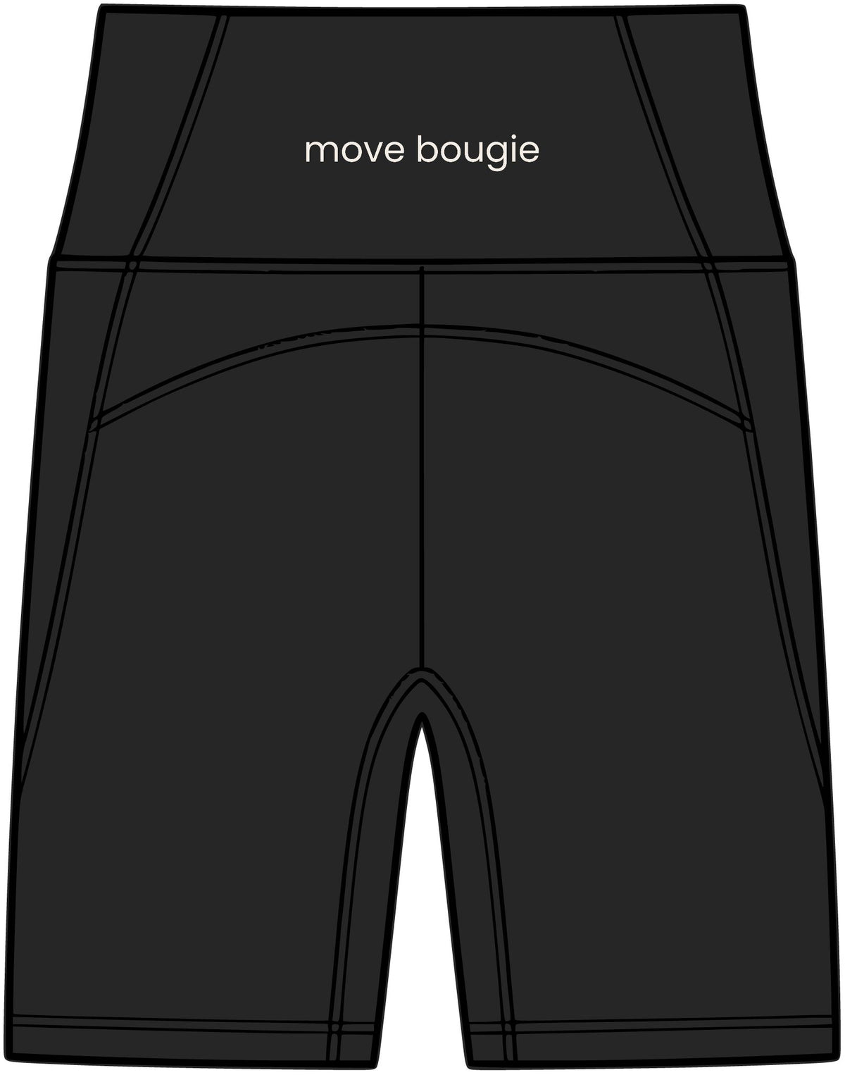 Move Bougie Performance Biker Shorts — Back Wordmark