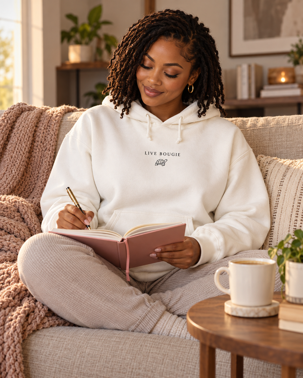 Live Bougie Hoodie — Minimal French Phrase Pullover
