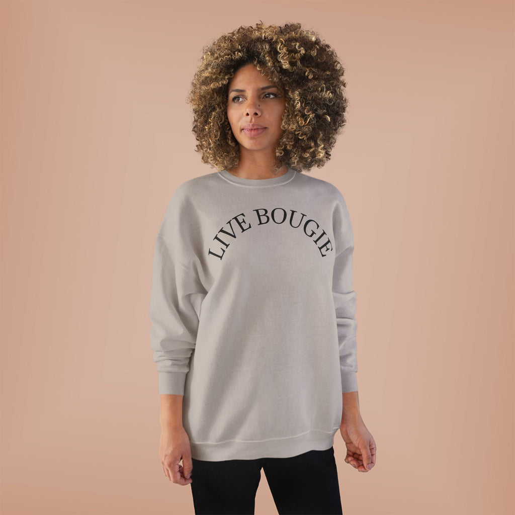 Live Bougie Crewneck Sweatshirt — Luxe Casual Graphic Sweatshirt