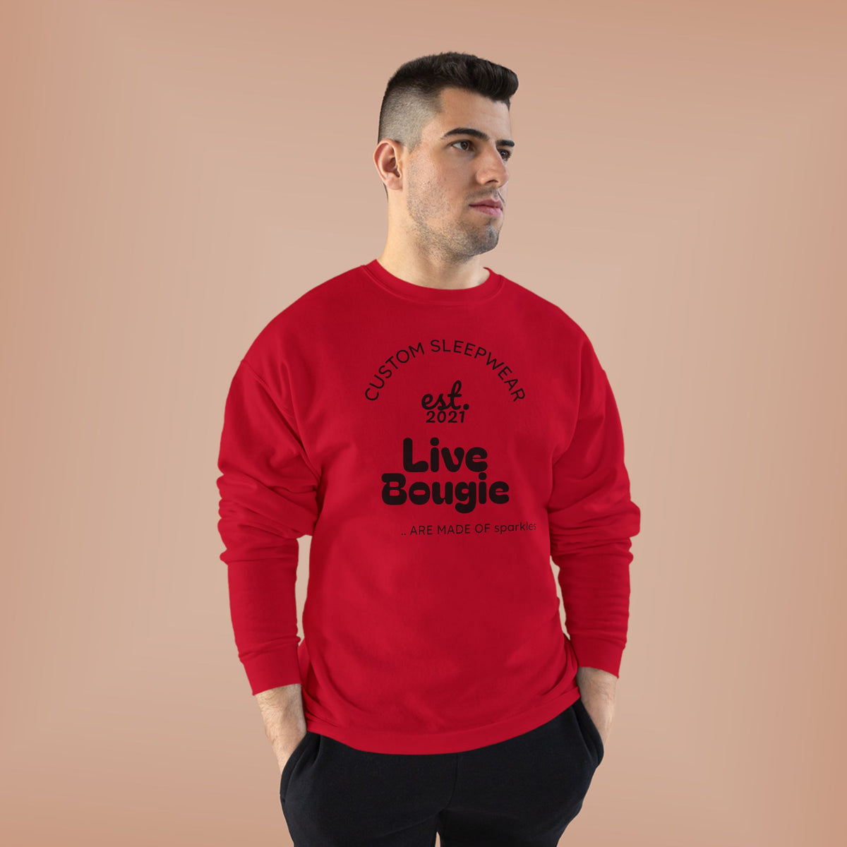 Live Bougie Crewneck Sweatshirt — Luxe Casual Graphic Sweatshirt