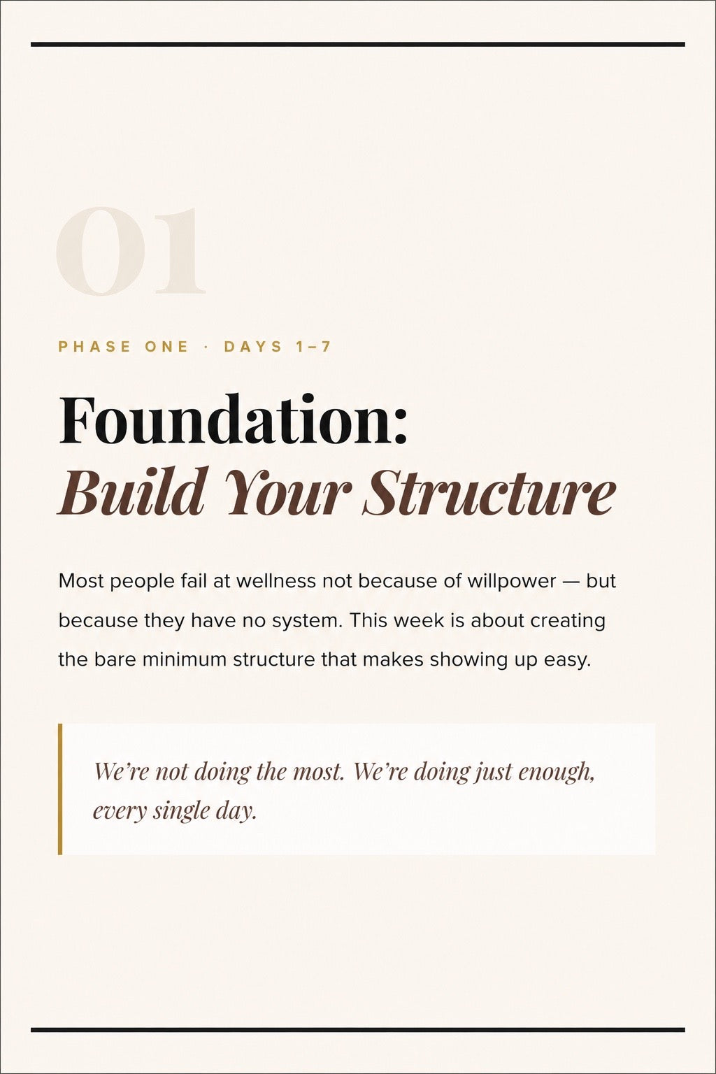 Stop Starting Over workbook page: the Morning Anchor and Three Non-Negotiables.